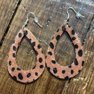 Cheetah Print Faux Leather Earrings w/ Cutout